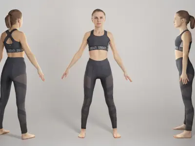 Fitness woman ready for animation 322 Low-poly 3D model