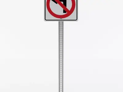 No Left Turn Sign 3D model