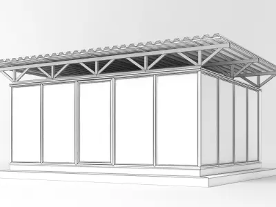 Pavilion metal building with roof 3D model