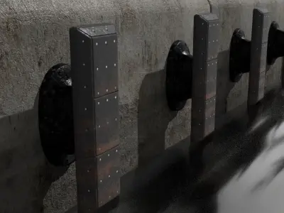 Port concrete blocks Low-poly 3D model