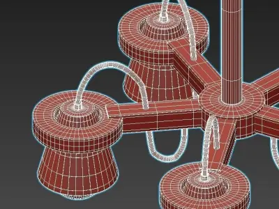 liustra five light chandelier with wood and shades 3D model