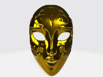 Elegant Golden Venetian Mask Low-poly 3D model