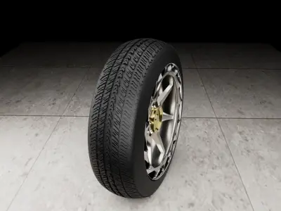  Car Wheel Low-poly 3D model