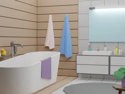 Bath Room 11  Low-poly 3D model