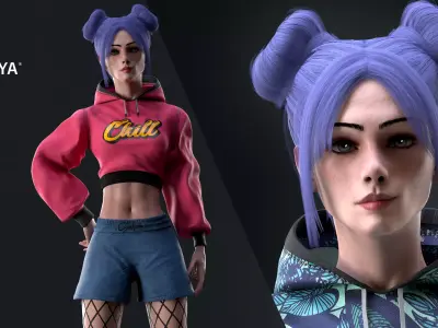 School Girl 2 - Game Ready Low-poly 3D model