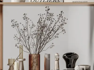 rack Minimalistic wooden shelving 07 3D model