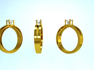 3d model of  golden Ring Low-poly 3D model