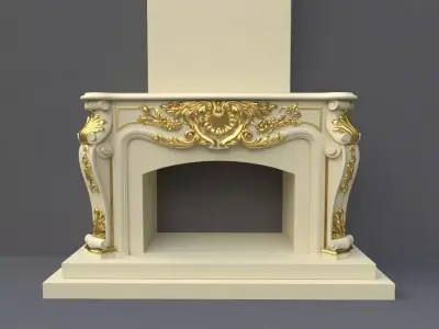 kamin ornate fireplace gold 3D model