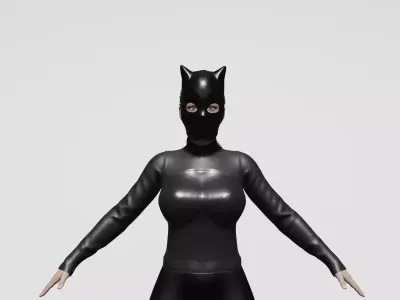 Stylized Female 3D Masked Character Low-poly 3D model