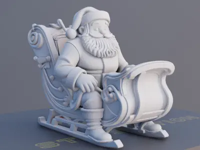 Santa in Sleigh 3D Printable Christmas Model 3D print model
