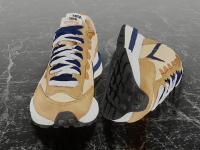 SACAI X NIKE VAPOR WAFFLE SESAME - BLUE VOID 3D SHOES Low-poly 3D model