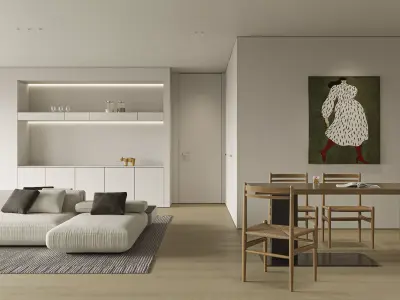 Modern living room dining room interior scenes 565 3D model