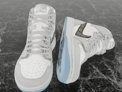 AIR JORDAN 1 HIGH x DIOR 3D SHOES Low-poly 3D model