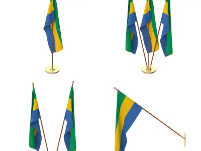 Gabon Flag Pack 3D model
