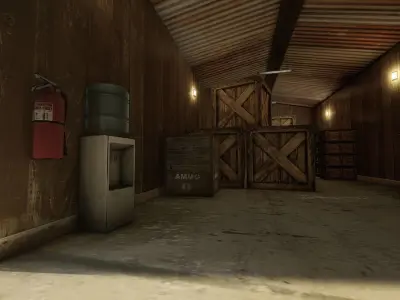 Large Barrack Low-poly 3D model