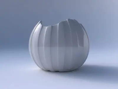 Bowl Spheric wavy with smooth vertical ribbons 3D print model