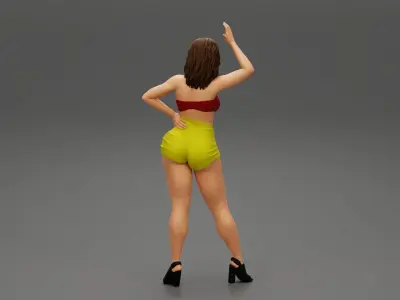 Sexy Woman Leather Skirt Bra 3D print model