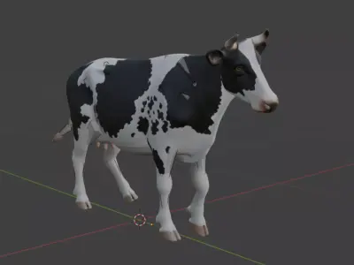 Rigged Holstein Friesian Cow 3D Model 3D model