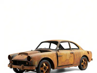 Burnedout Rusty Car Model Pack Low-poly 3D model