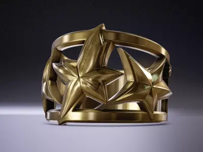 Star Motif Gold Ring  3D print model