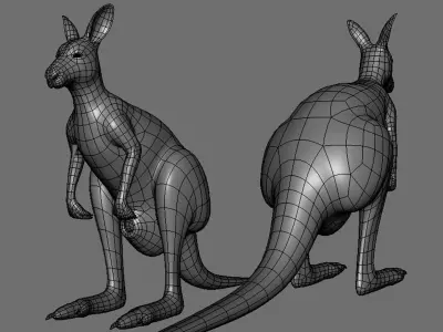 Kangaroo Female BaseMesh Low-poly 3D model