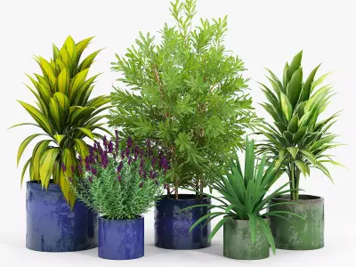 Maya Blue Ceramic Planters Maya Green Ceramic Planters 3D model