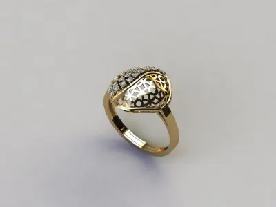 STL 3DM Women Ring Womens Ring Diamonds With Stone Model 3D print model order