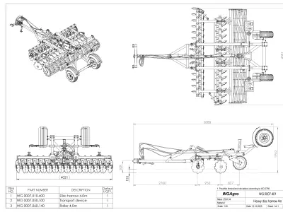 WG 0007 - Complete range of 6 semi-mounted heavy disc harrow  3D model