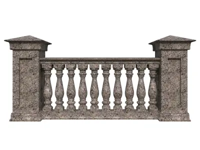 Five fences with balusters and columns 3D model