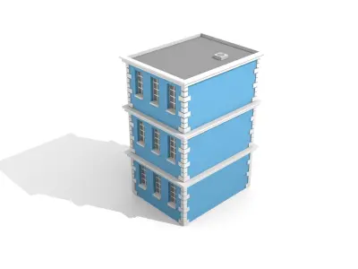 low poly apartment building Free low-poly 3D model