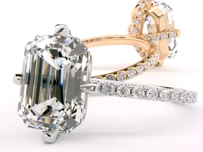 The Sutton Ring Emerald cut 10x8 mm 3D print model