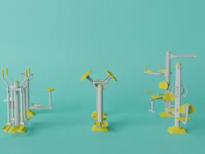 Outdoor Fitness Collection Low-poly 3D model
