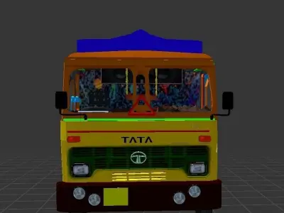 Tata 14 tire truck Low-poly 3D model