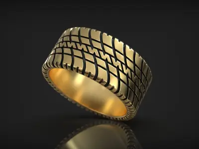 Auto Tire Tread Band Racing Wedding Ring 3D print model