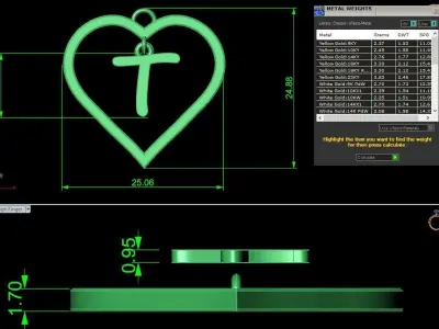 Jewelry Heart Alphabet Pendant T 3D print model