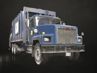 Classic Garbage Truck Low-poly 3D model