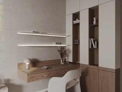 Corona Render Interior Bedroom Modern Beige 3D model 3D model