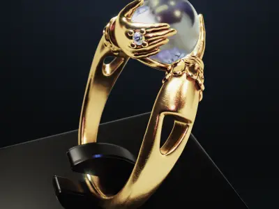 womens ring with stones 3D print model