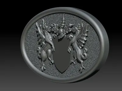 TWO DRAGON FLAG 3D print model