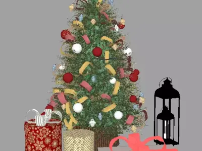 Festive Christmas Tree Decoration Set 3D model