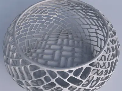 Bowl spheric squeezed wide with lattice tiles 3D print model