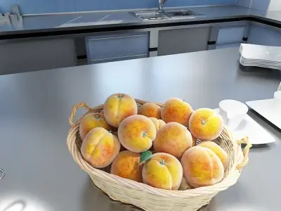 Peaches in Basket 3D model