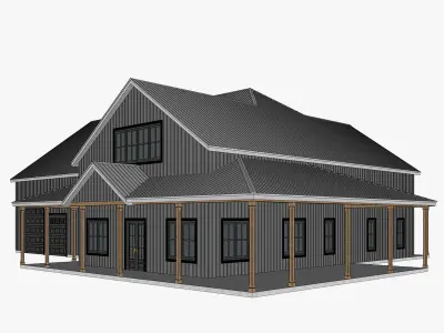 Barndominium House 078 -Archimple LLC Low-poly 3D model