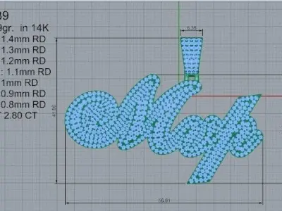 Diamond Pave Pendant 2139 3D print model