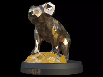 Steampunk Koala Rock Low-poly 3D model