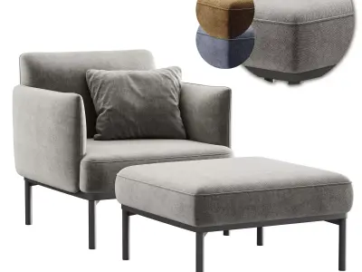 Penn Chair and Ottoman Set 3D model