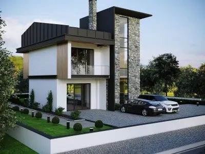 modern villa project Low-poly 3D model
