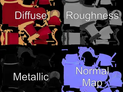 Royal Throne Chair D Model Pack Low-poly 3D model