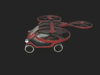 Flying Car Rusty Model Low-poly 3D model
