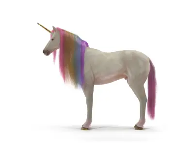 Unicorn with rainbow mane 3D model